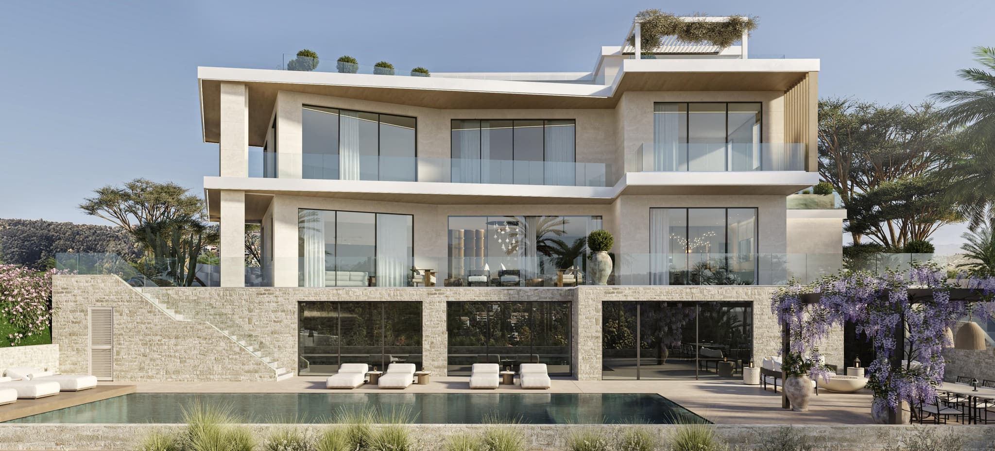 New complex of villas with swimming pools and spa areas, Agios Athanasios