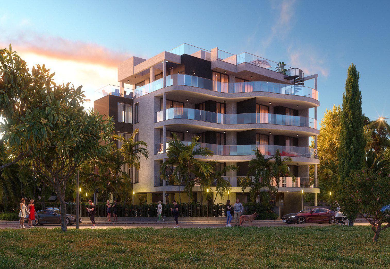 New gated residence with gardens and a parking close to the beach